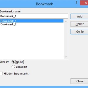 Bookmark in word 2013